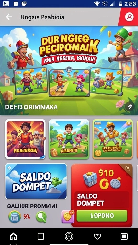 Tampilan opsi permainan yang beragam dan menantang.